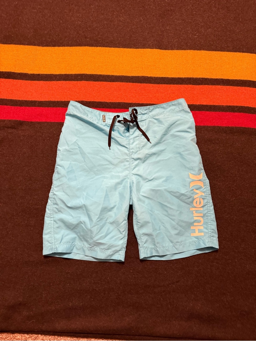 Hurley Men’s Light Blue Board Shorts with Black Drawstring